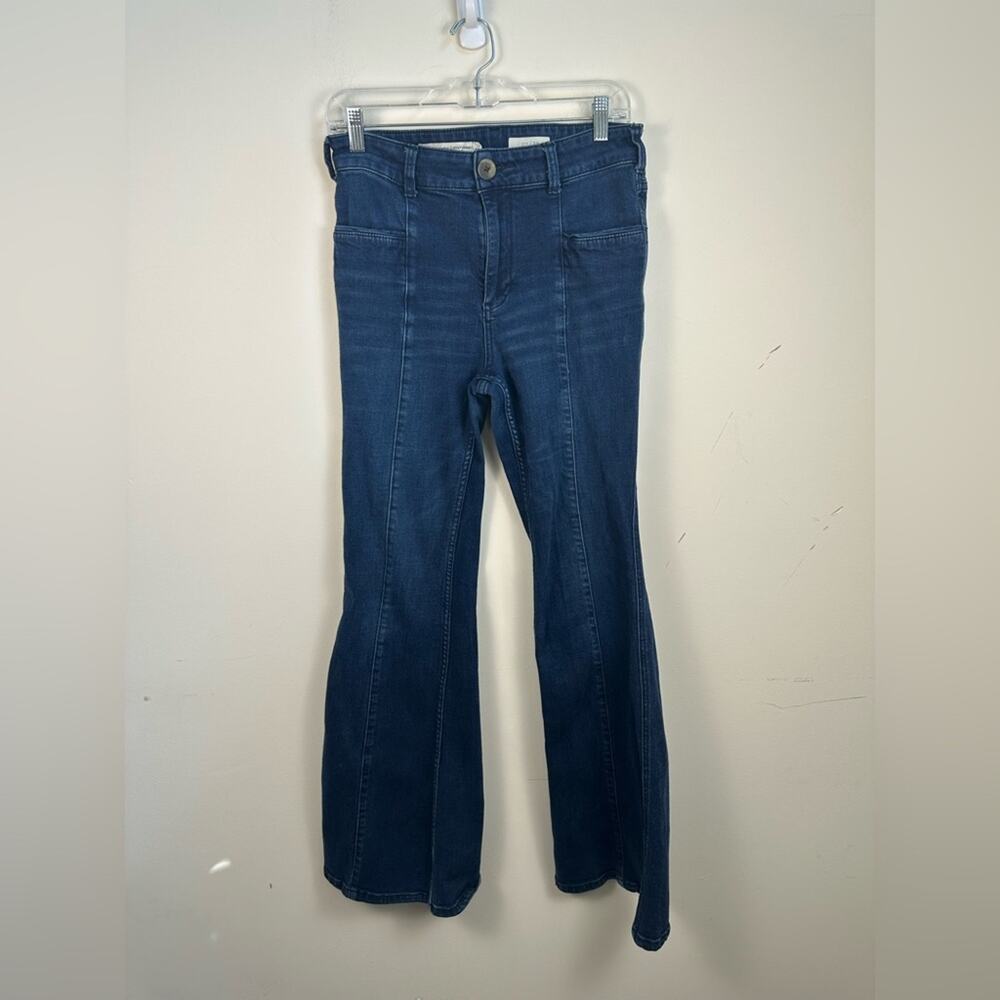 Pilcro Flare Jeans Womens 29 Dark Wash Excellent High Rise Seamed Denim